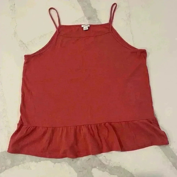 J. Crew Ruffle Peplum Cami Tank Top Pink 100% Cotton Minimalist Women’s Size XXL - Picture 1 of 5
